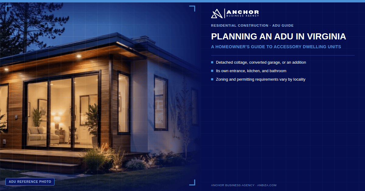 Modern accessory dwelling unit representing ANBIZA's ADU planning guide for Virginia homeowners